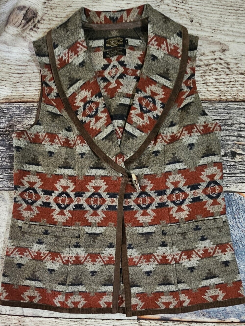 Vintage Pendleton Woolen Mills Southwestern Vest Women's Small Toggle Button